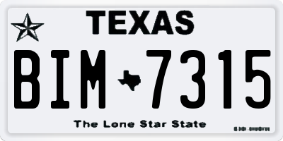 TX license plate BIM7315