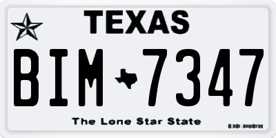 TX license plate BIM7347