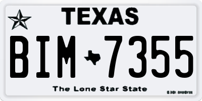 TX license plate BIM7355