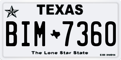TX license plate BIM7360