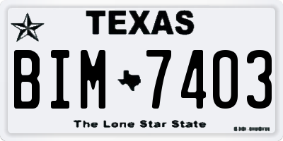 TX license plate BIM7403