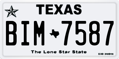 TX license plate BIM7587