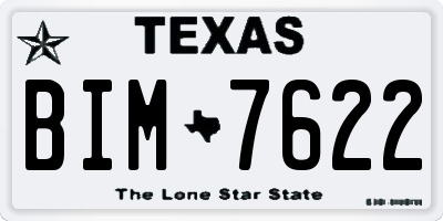TX license plate BIM7622