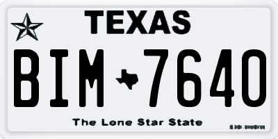 TX license plate BIM7640