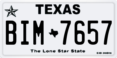 TX license plate BIM7657