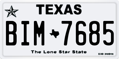 TX license plate BIM7685