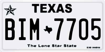 TX license plate BIM7705