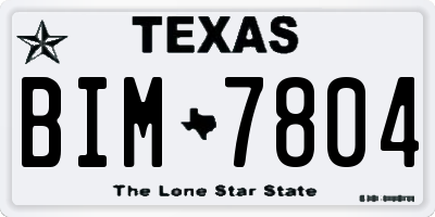 TX license plate BIM7804