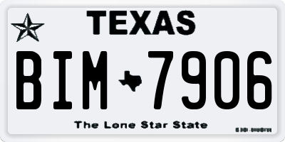 TX license plate BIM7906
