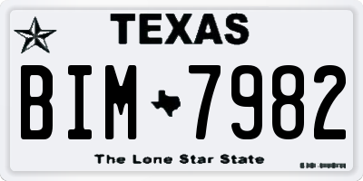 TX license plate BIM7982