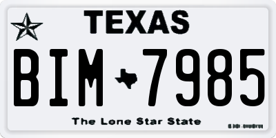 TX license plate BIM7985