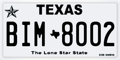 TX license plate BIM8002
