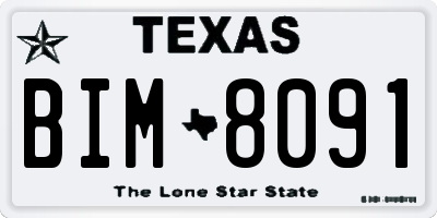 TX license plate BIM8091