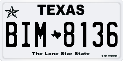 TX license plate BIM8136