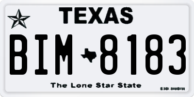TX license plate BIM8183