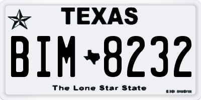 TX license plate BIM8232