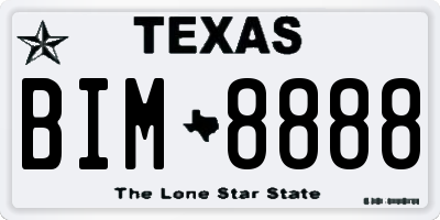 TX license plate BIM8888