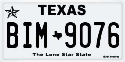 TX license plate BIM9076