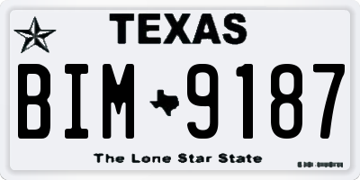 TX license plate BIM9187