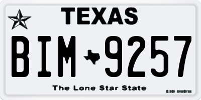 TX license plate BIM9257