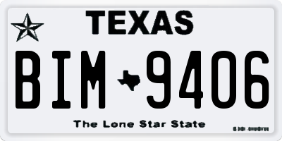 TX license plate BIM9406