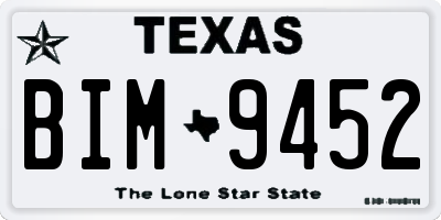 TX license plate BIM9452