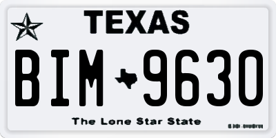 TX license plate BIM9630