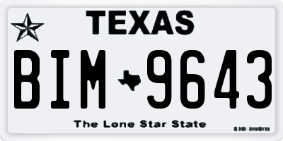 TX license plate BIM9643