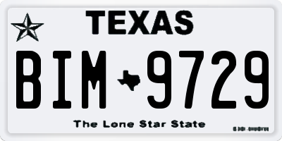 TX license plate BIM9729