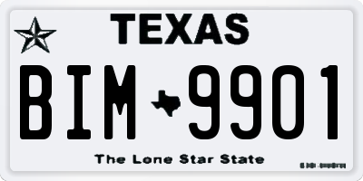 TX license plate BIM9901