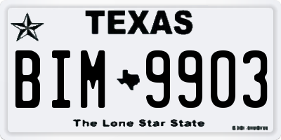 TX license plate BIM9903