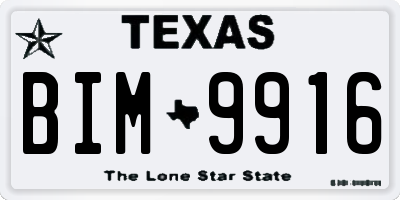 TX license plate BIM9916
