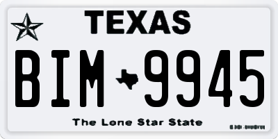TX license plate BIM9945
