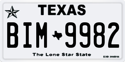 TX license plate BIM9982