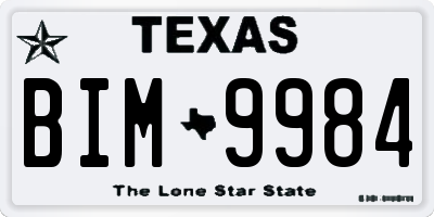 TX license plate BIM9984