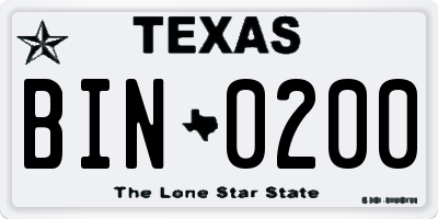 TX license plate BIN0200