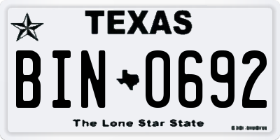 TX license plate BIN0692