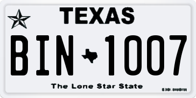 TX license plate BIN1007
