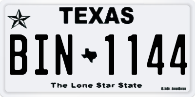 TX license plate BIN1144