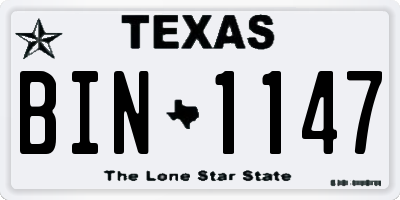 TX license plate BIN1147
