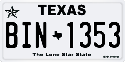 TX license plate BIN1353