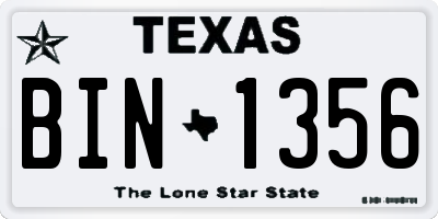 TX license plate BIN1356