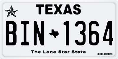 TX license plate BIN1364