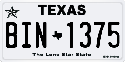 TX license plate BIN1375