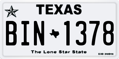 TX license plate BIN1378