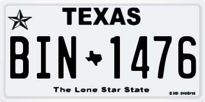 TX license plate BIN1476