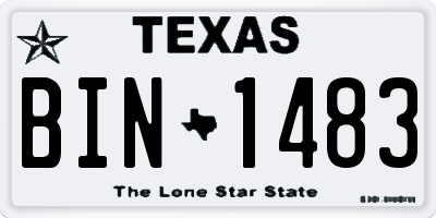TX license plate BIN1483