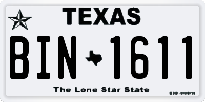 TX license plate BIN1611