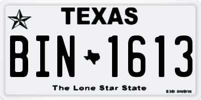 TX license plate BIN1613