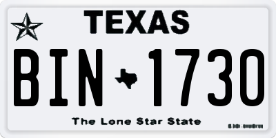 TX license plate BIN1730